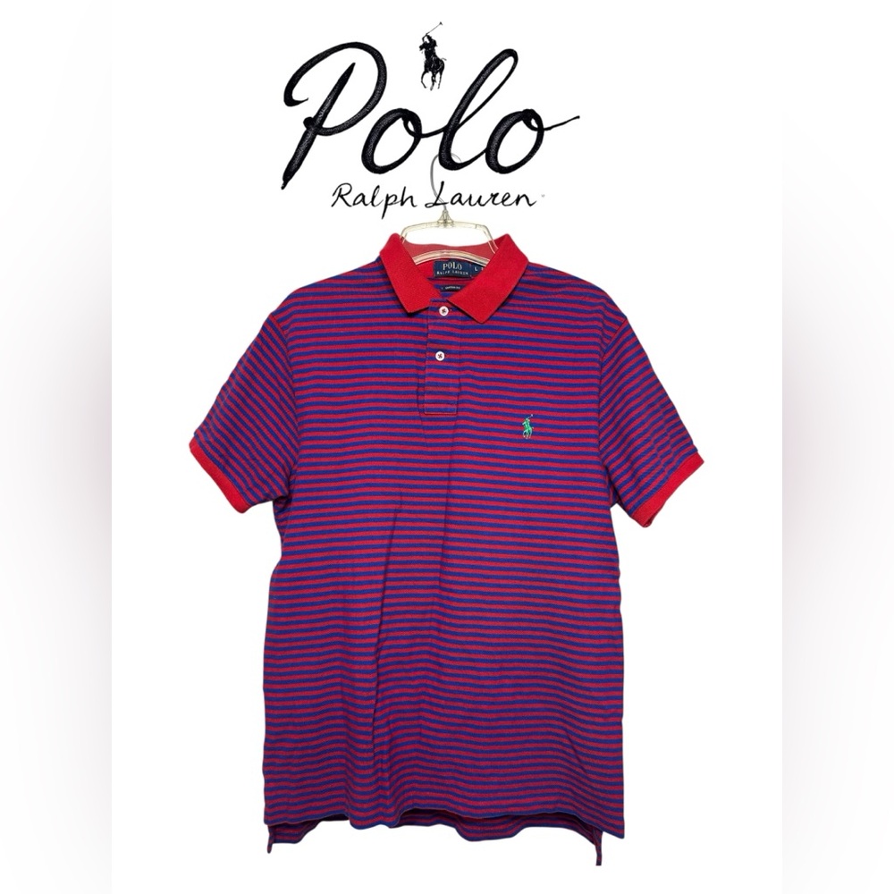 Polo by Ralph Lauren Purple and Red Striped Polo Shirt